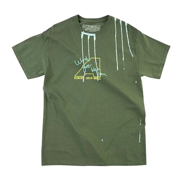 Cactus Jack by Travis Scott Olive Graphic Tee - Picture 1 of 4